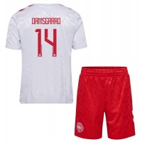 Denmark Mikkel Damsgaard #14 Replica Away Minikit Euro 2024 Short Sleeve (+ pants)